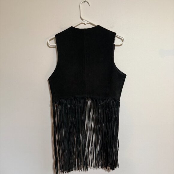 Vintage Suede Leather Vest with Long Fringe, Medium - Picture 8 of 8